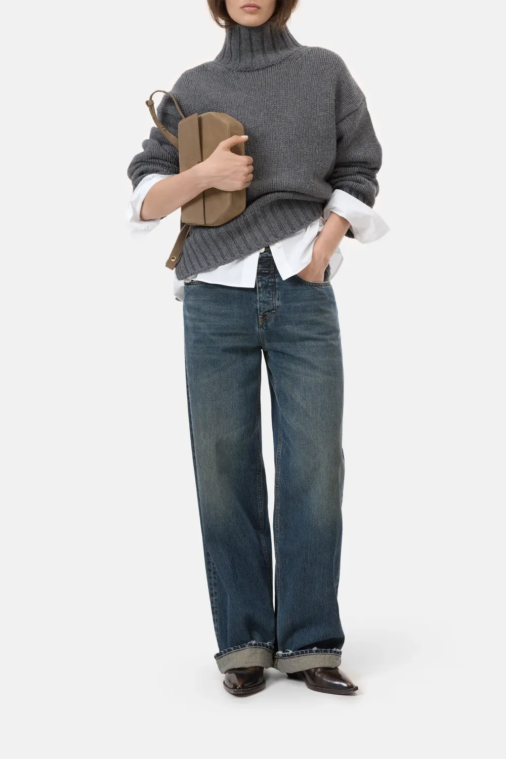 Closed Rollkragenpullover aus Wolle Dark Grey Melange