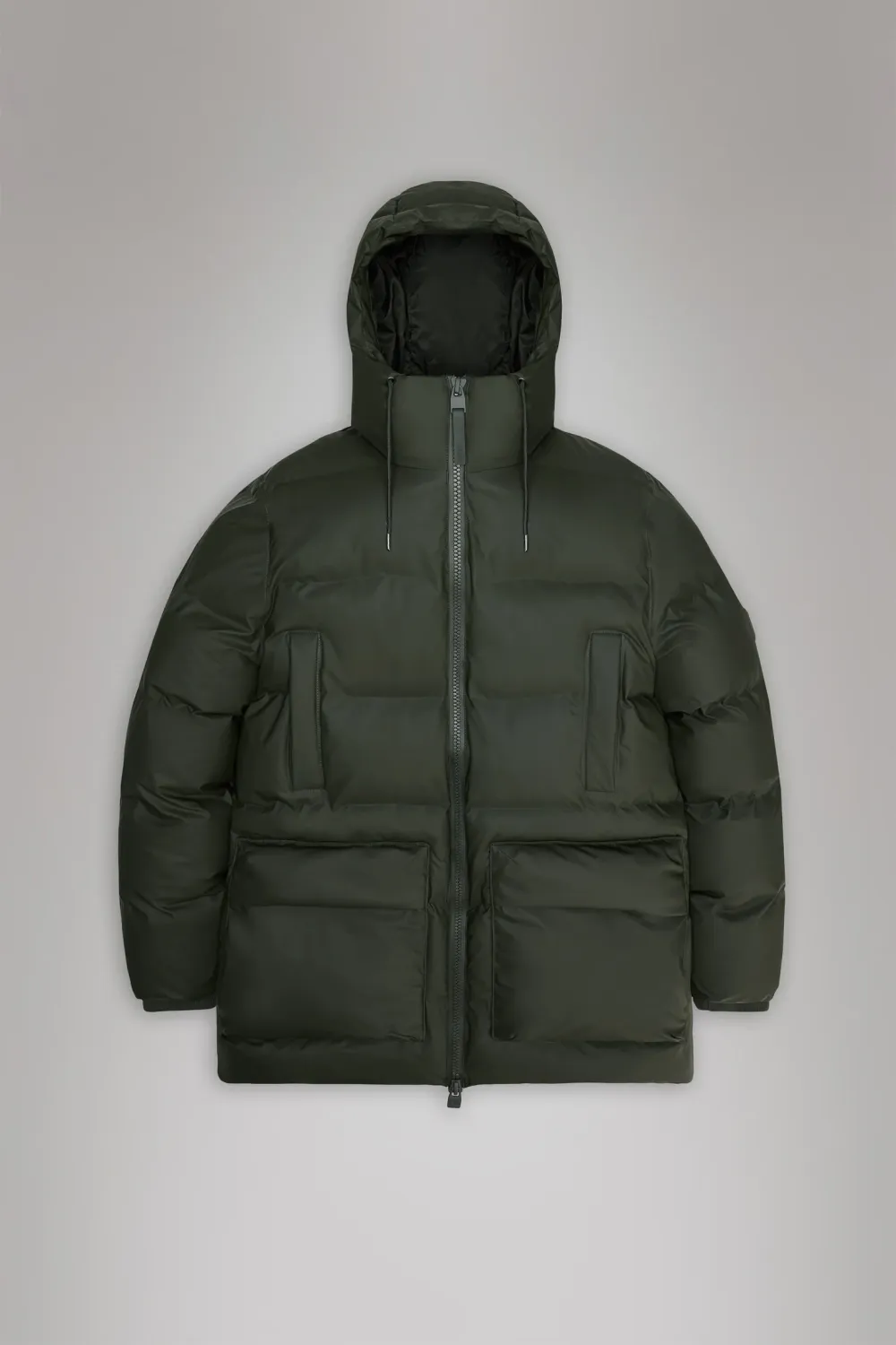 Rains Alta Long Puffer Jacket Cargo Green W3T4 15210