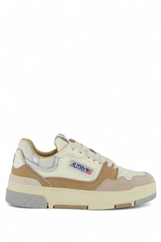 Autry Sneakers Damen CLC Low Aus Wildleder Und Nabuk In Beige Und Silber ROLW UN05