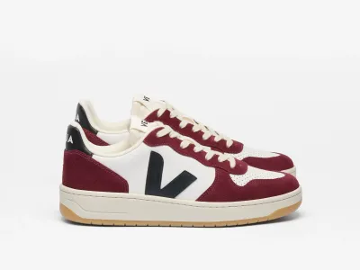 Veja Sneaker V-10 Prime Leather White Black Amarante VI0220864