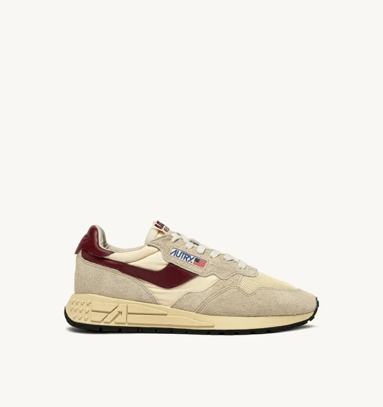 Autry Sneaker Reelwind Low aus Nylon Wildleder und Leder in Ecru und Ruby Wine WWLW UT25