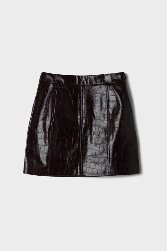 Lala Berlin Skirt Skylar Vegan Croco Leather Burgundy