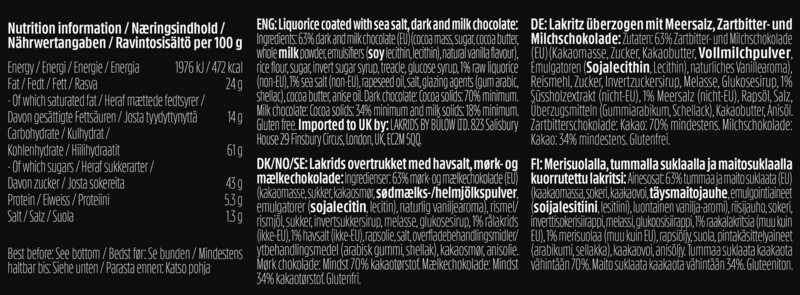 Lakrids by Bülow F Dark &amp; Sea Salt 115g
