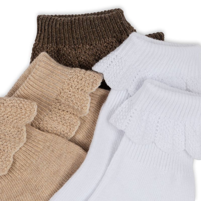 Konges Sløjd Pack Frill Socks KS100033 Optic White/Sand/Brown