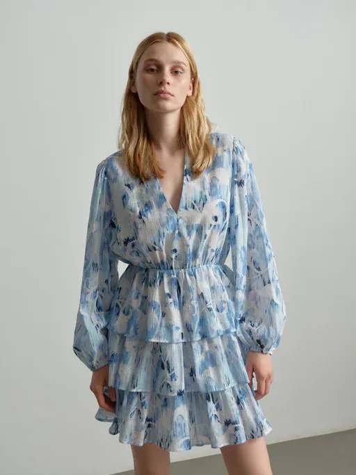 Lala Berlin Dress Danuta 1242-WO-1032 Floral Fountain Blue