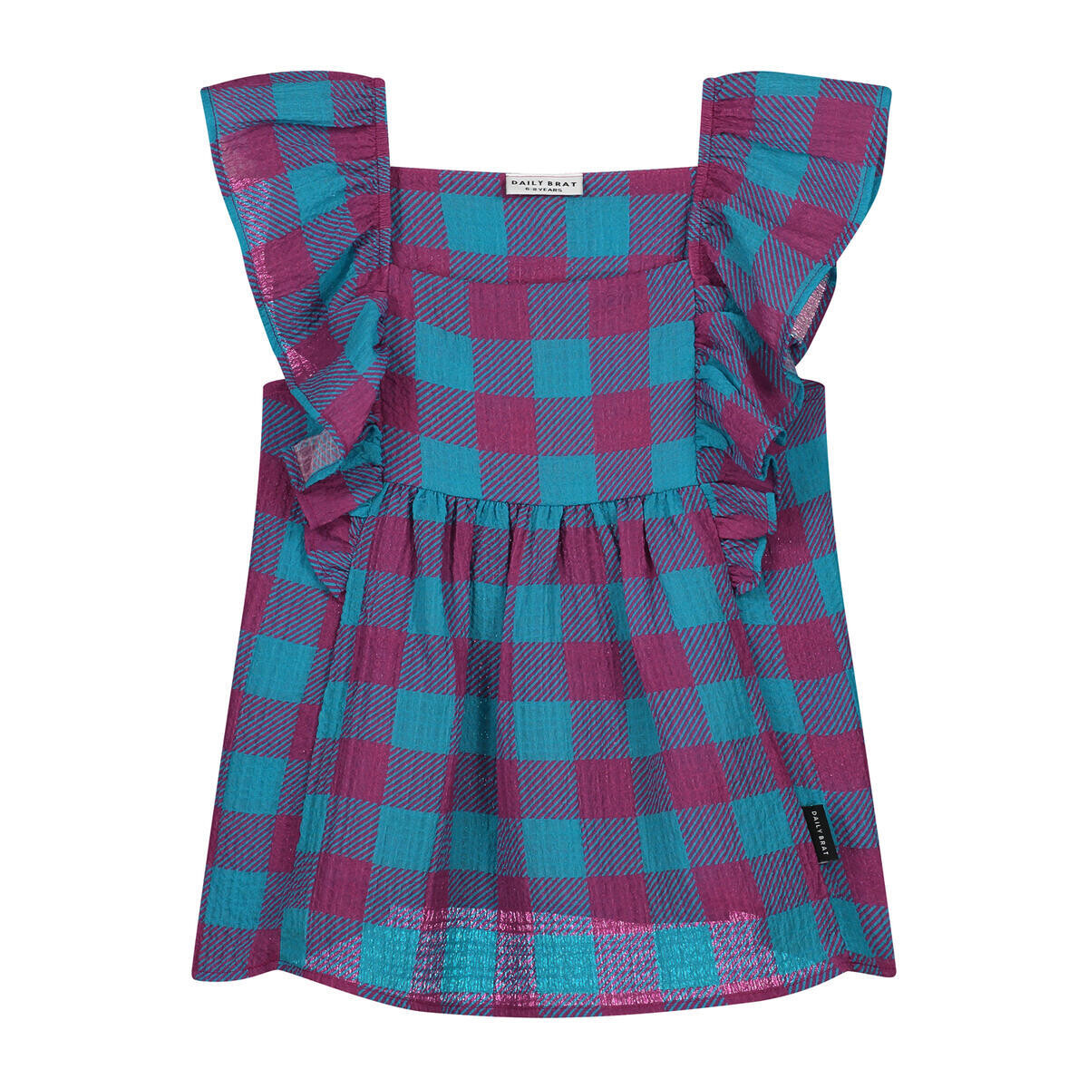 Daily Brat Sandy Checked Top DB1278 Purbllish Blue