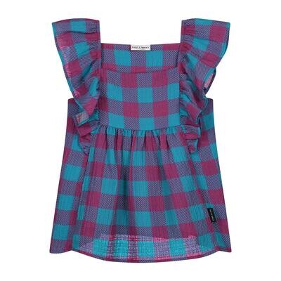 Daily Brat Sandy Checked Top DB1278 Purbllish Blue Daily Brat Sandy Checked Top DB1278 Purbllish Blue