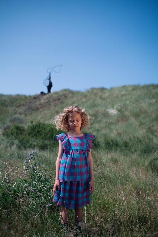 Daily Brat Sandy Checked Skirt DB1279 Purblish Blue