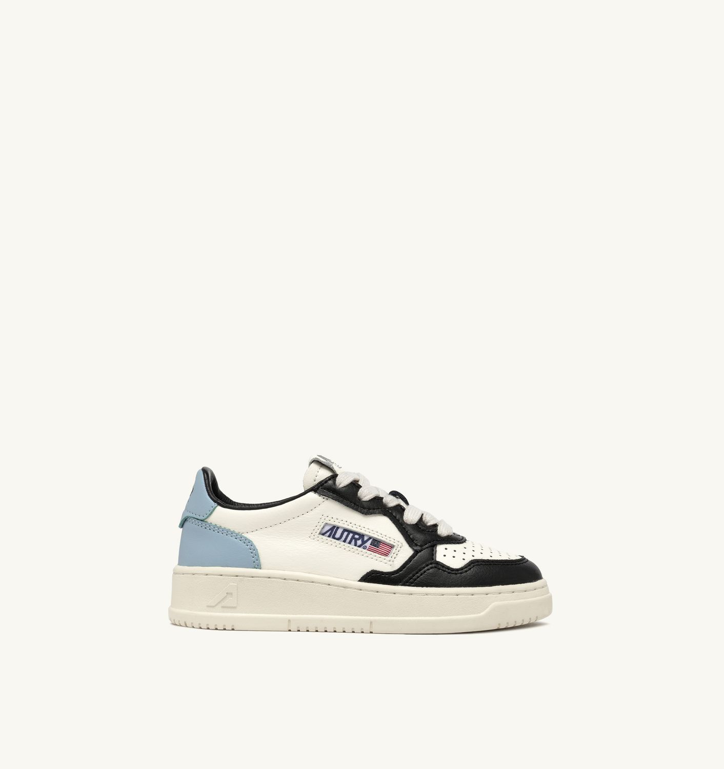 Autry Sneakers Kinder Medalist Low Aus Leder In Weiß, Schwarz Und Blau KULK 3F01