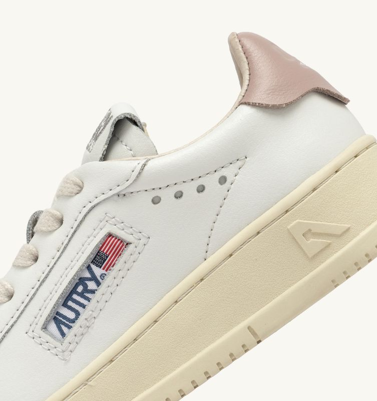 Autry Sneakers Kinder Dallas Low Aus Leder In Weiß Ind Puderrosa KDLK-FF02