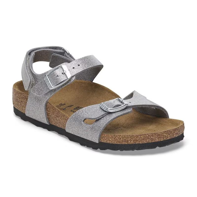 Birkenstock Rio AS Kids Birko-Flor Sparkling Light Silver Schmale Weite 1029477