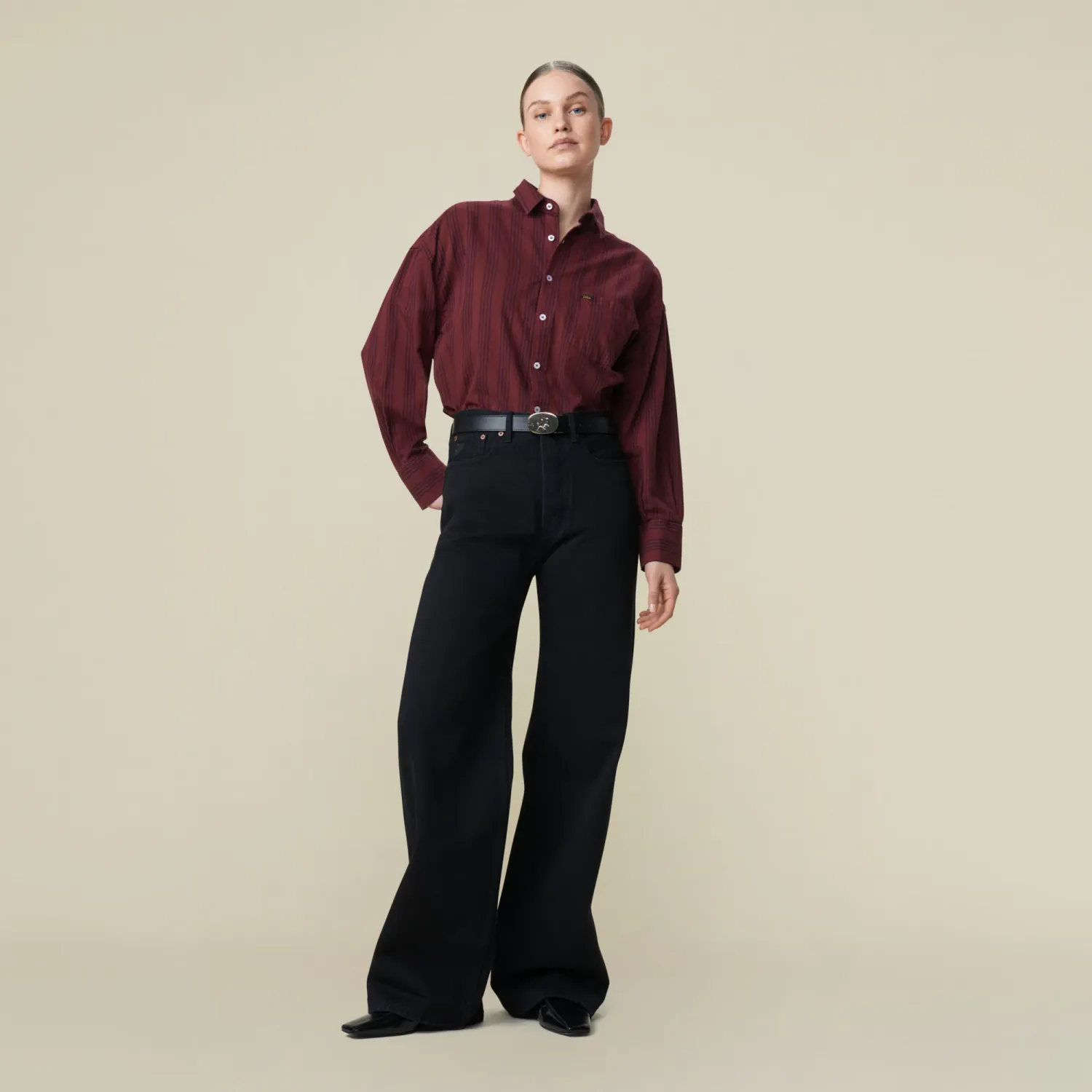 Lois Jeans Skater Loose Black Bold - Low Rise Wide Fit Black