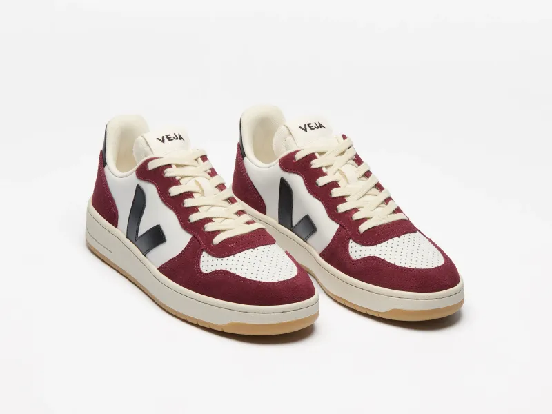 Veja Sneaker V-10 Prime Leather White Black Amarante VI0220864
