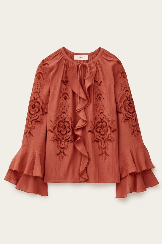 Ba&amp;sh Omar Flounced Blouse Rosa 1H25OMAR