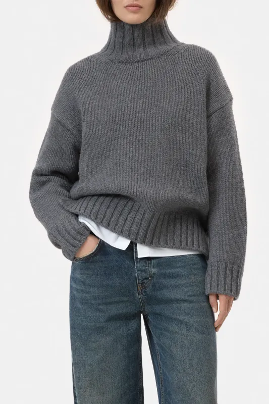Closed Rollkragenpullover aus Wolle Dark Grey Melange
