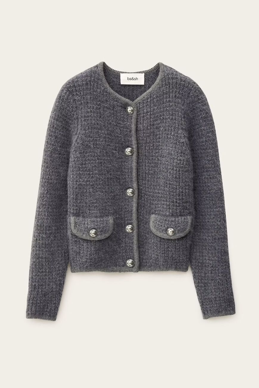Ba&amp;sh Harry Strukturierte Strickweste Anthracite 1H25HARR