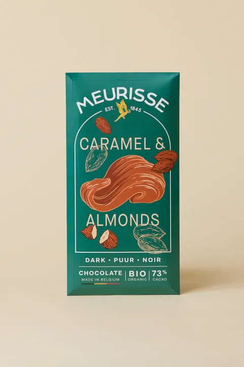 Meurisse Bio Dark Chocolate with Caramelised Almonds 100g