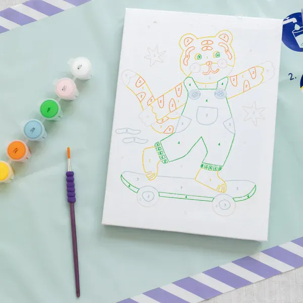 La Petite Épicerie Malen-nach-Zahlen-Set – Kids Titi Skate mit kleinem Pinsel