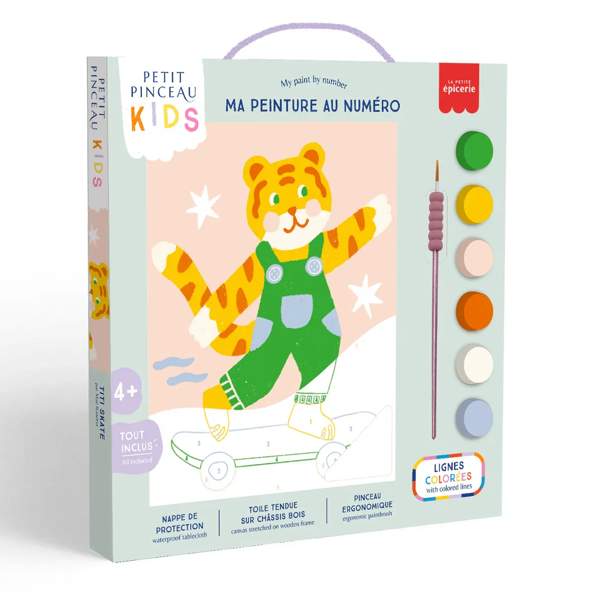 La Petite Épicerie Malen-nach-Zahlen-Set – Kids Titi Skate mit kleinem Pinsel