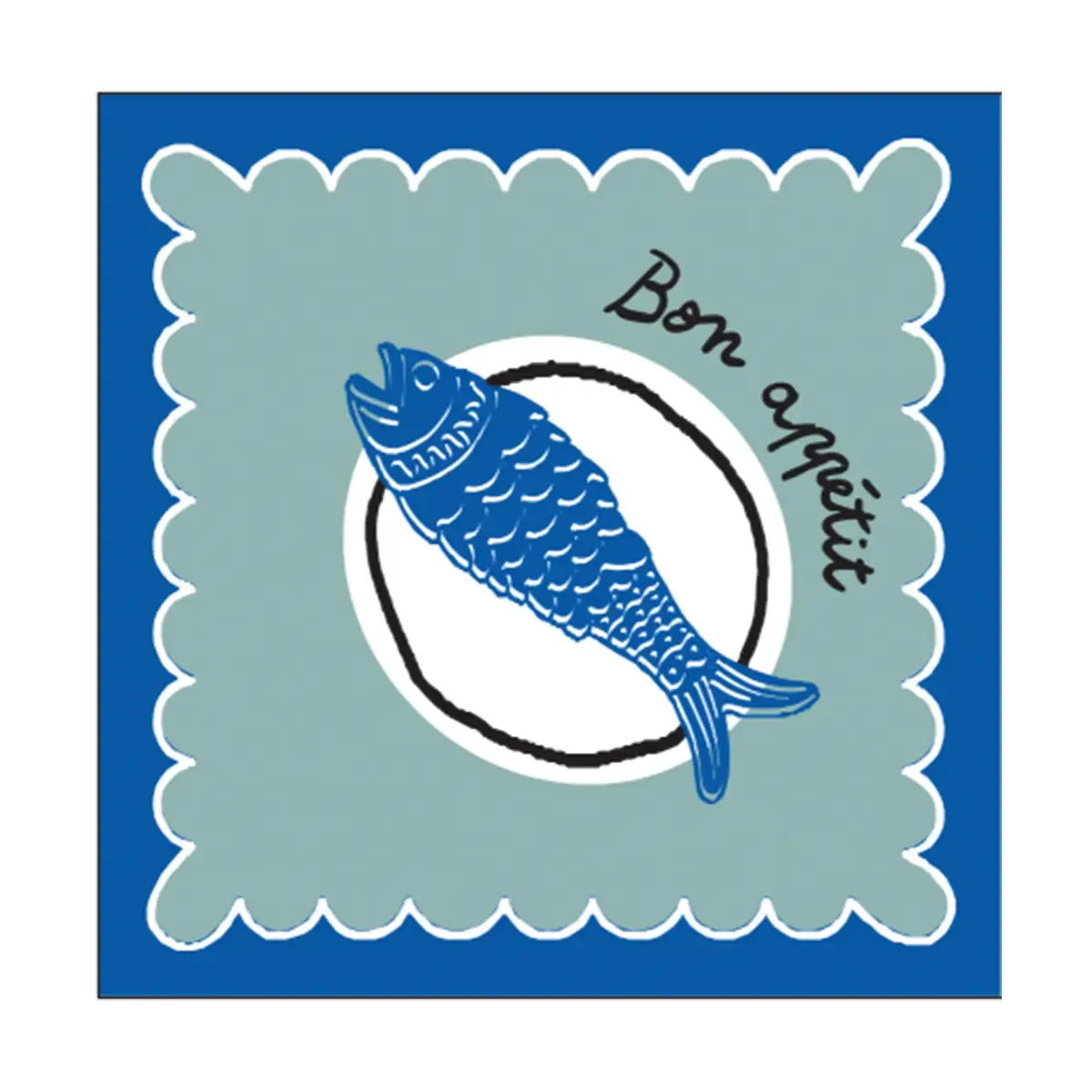 Opjet Paris Bedruckte Papierservietten Fischmotiv Blau