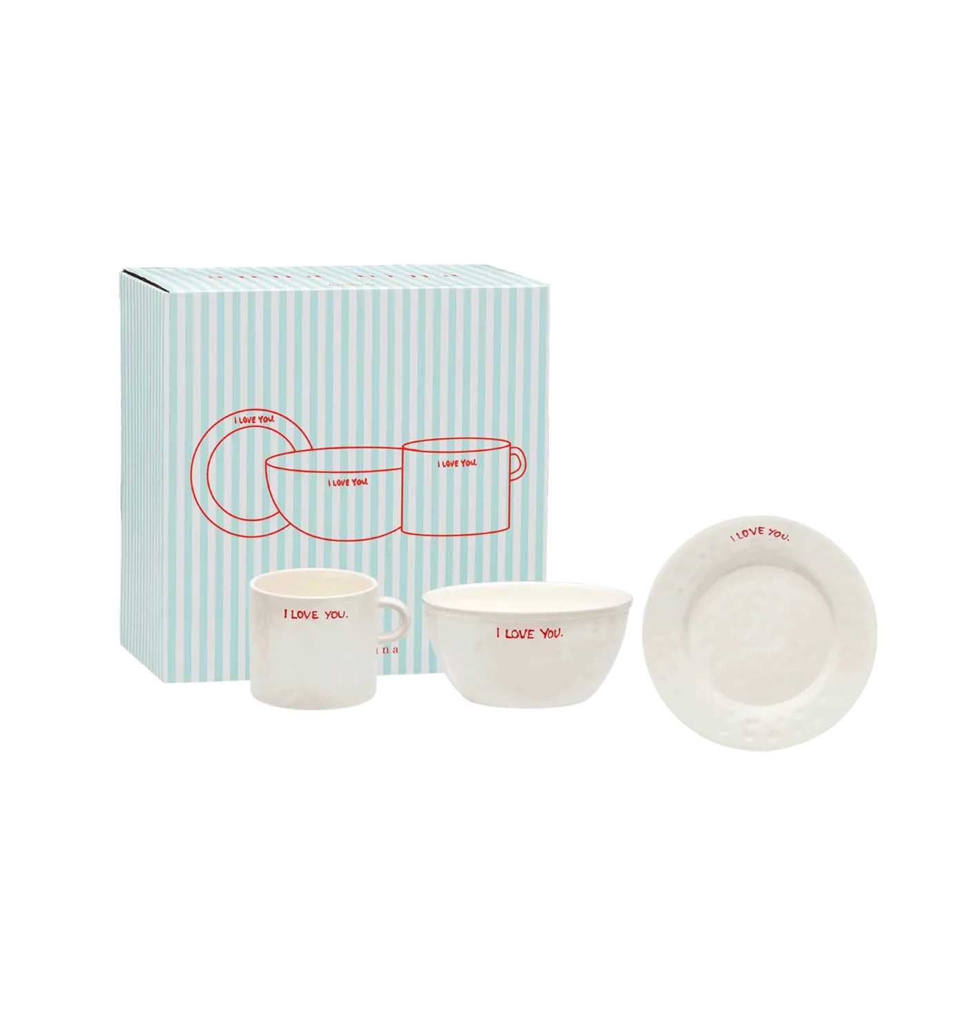 Anna + Nina I Love You Breakfast Set