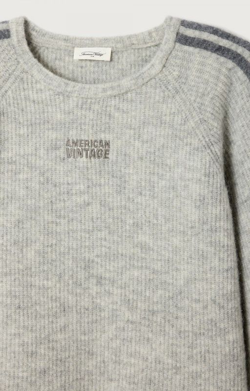 American Vintage Damenpullover Vitow Hellgrau Meliert