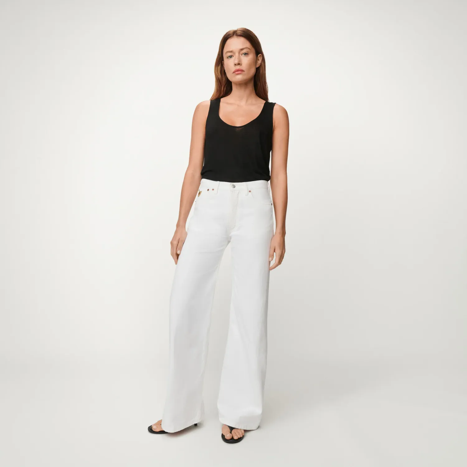 Lois Jeans Lindsay Palazzo High Rise Wide Fit Omaha Light White