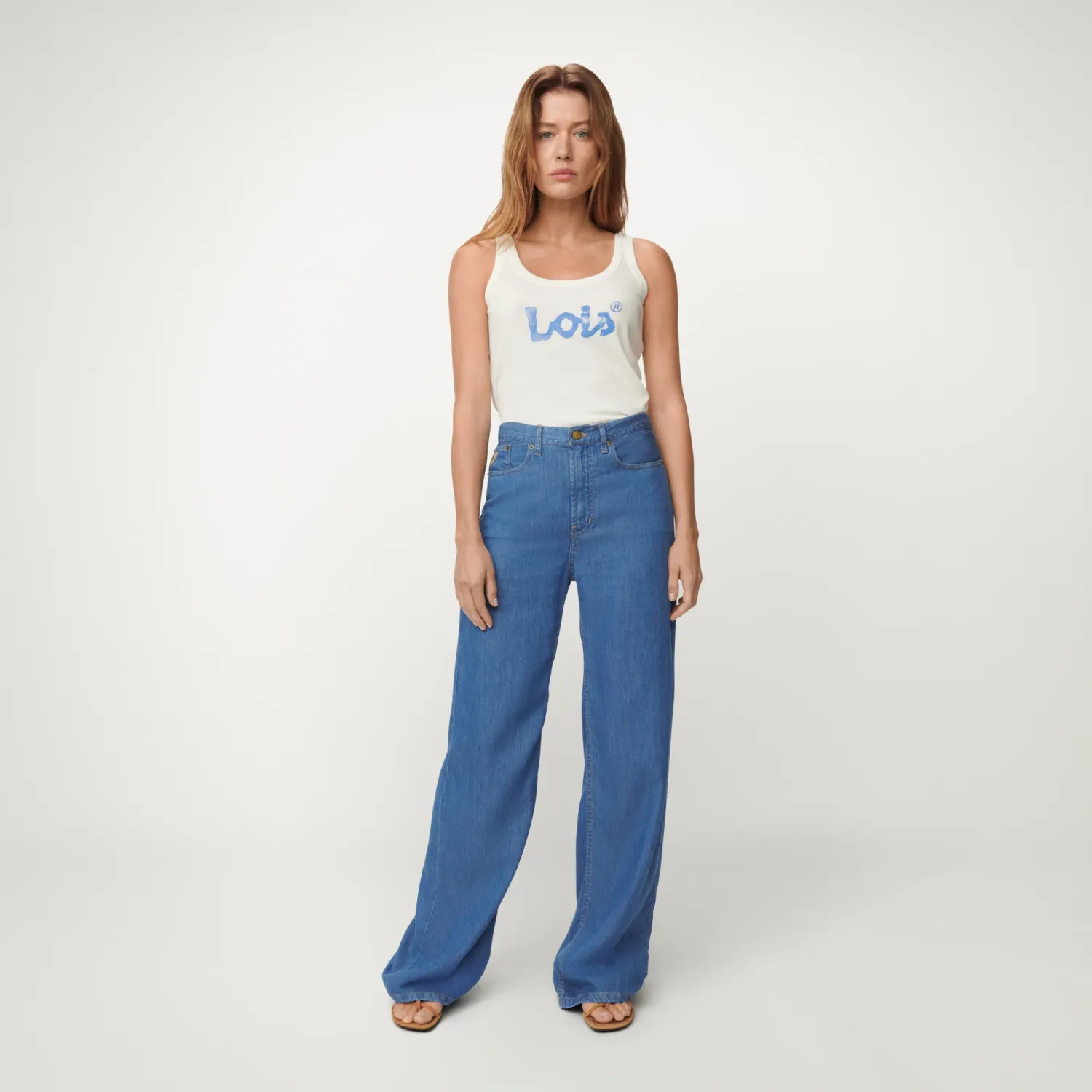 Lois Jeans Kater Loose-Z Mid-Rise Wide Leg Hydron Stone