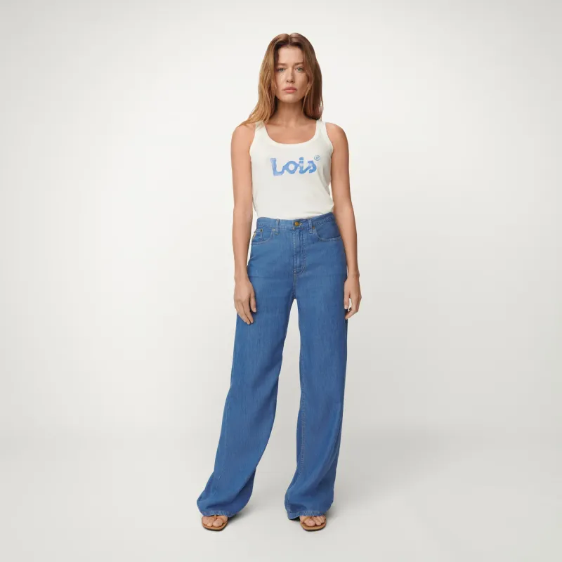 Lois Jeans Kater Loose-Z Mid-Rise Wide Leg Hydron Stone