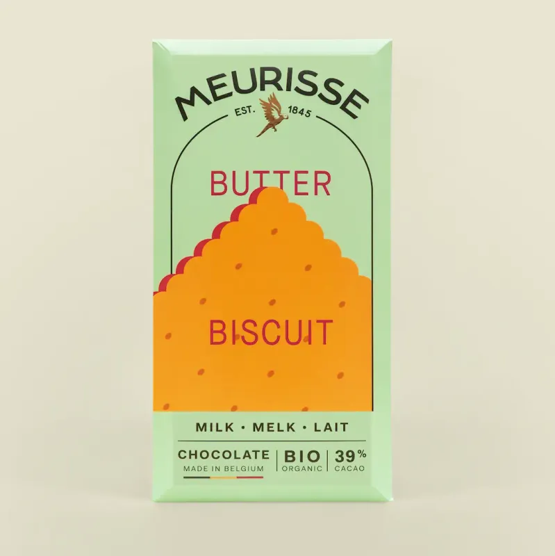 Meurisse Bio Milk Chocolate with Butter Biscuit 100g