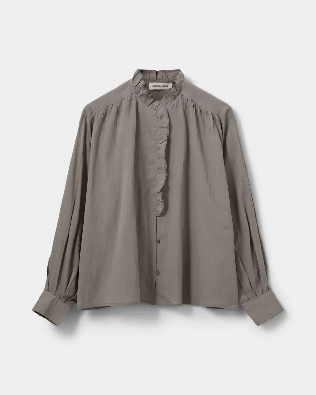 Sofie Schnoor Ednasw Frilled Placjet Shirt Stone Grey S261220