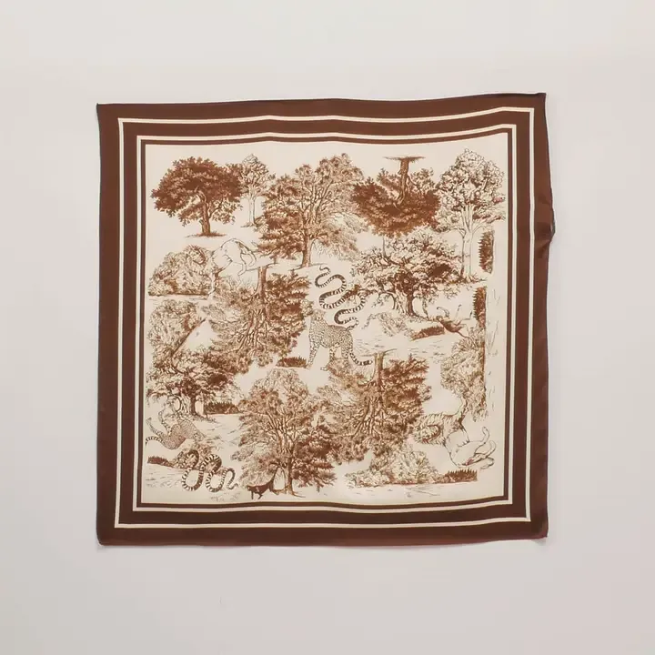 Cécile Wang Jungle Print Scarf Brown 80x80cm KD8824VS-2