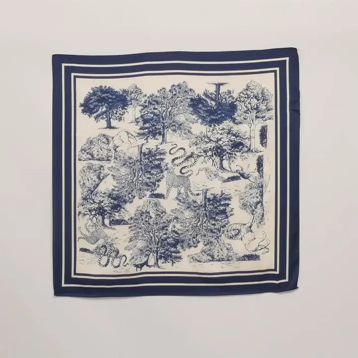 Cécile Wang Jungle Print Scarf Marine Blue 80x80cm KD8824VS-2