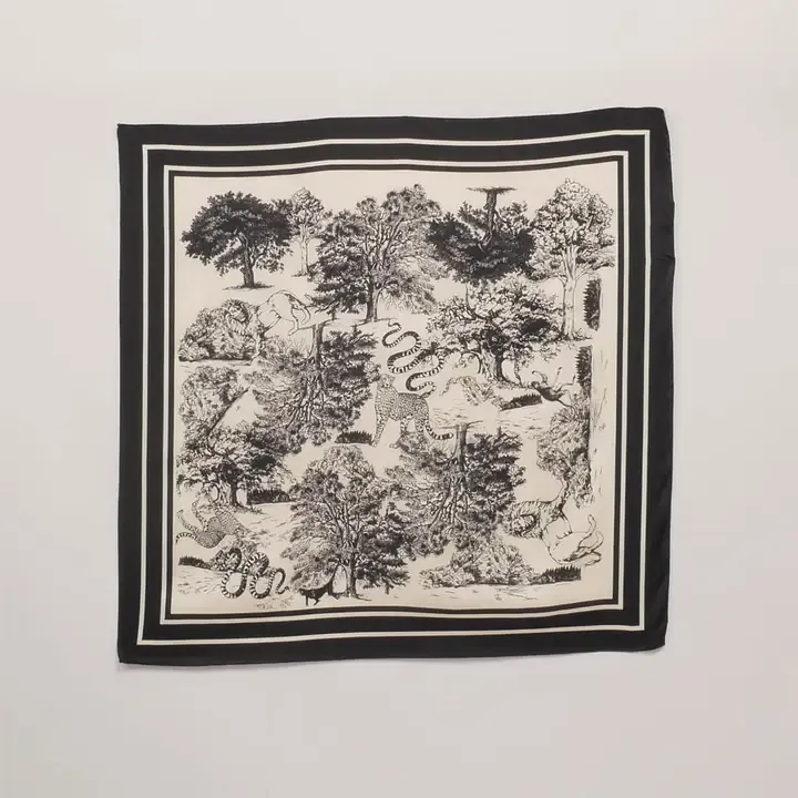 Cécile Wang Jungle Print Scarf Black 80x80cm KD8824VS-2