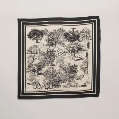 Cécile Wang Jungle Print Scarf Black 80x80cm KD8824VS-2