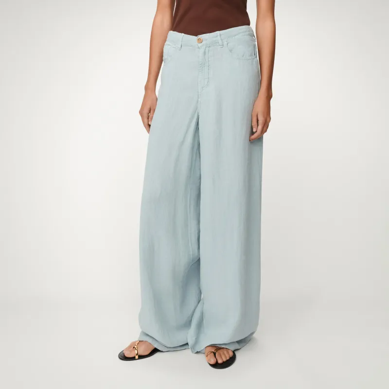 Lois Pants Marlene Aged Heavy Linen Pearl Blue 2936-7908