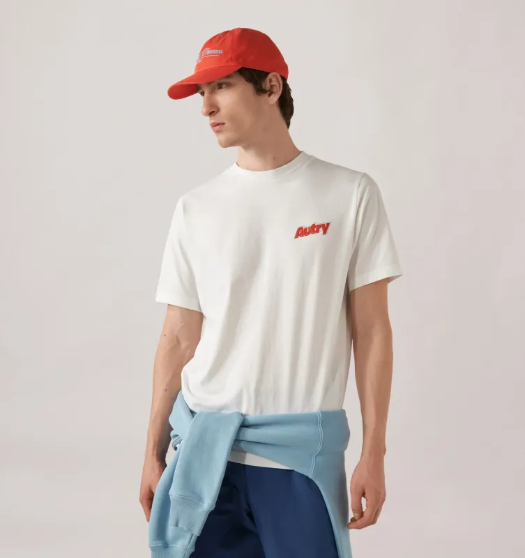 Autry T-Shirt Aus Baumwolle Mit Doppeltem Logo Mann Weiss TSPM - 045W