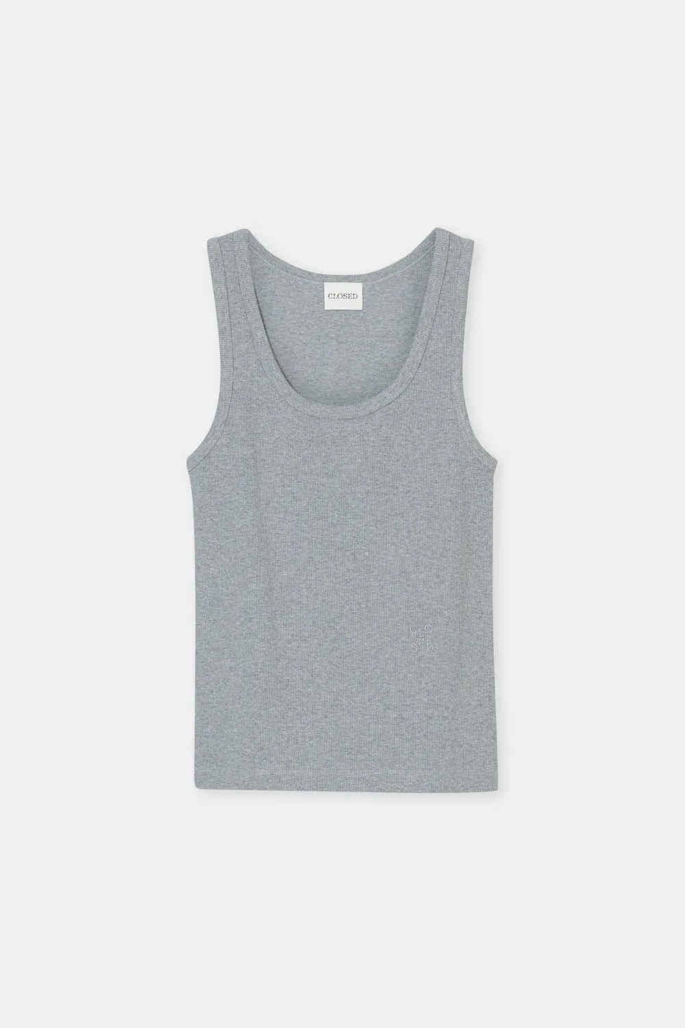 Closed Tanktop aus Baumwolle Light Grey Melange