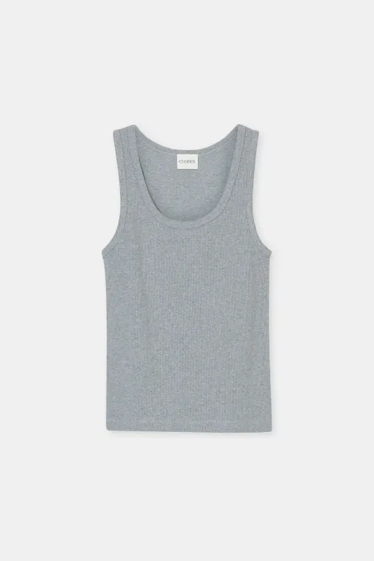 Closed Tanktop aus Baumwolle Light Grey Melange