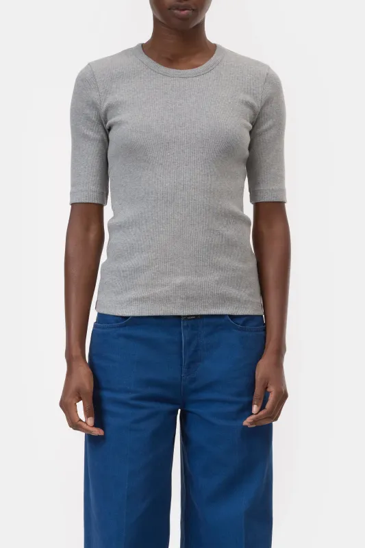 Closed T-Shirt aus Baumwoll-Mix Light Grey Melange
