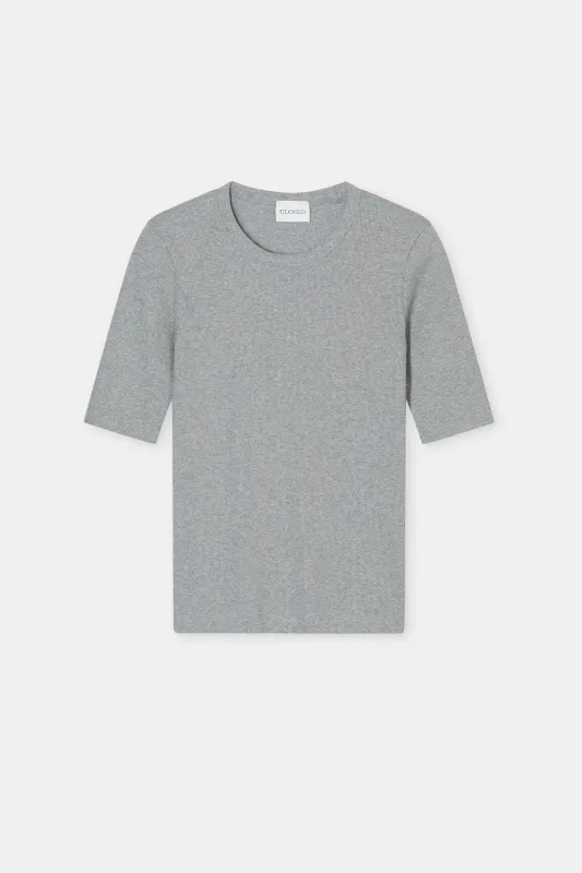 Closed T-Shirt aus Baumwoll-Mix Light Grey Melange