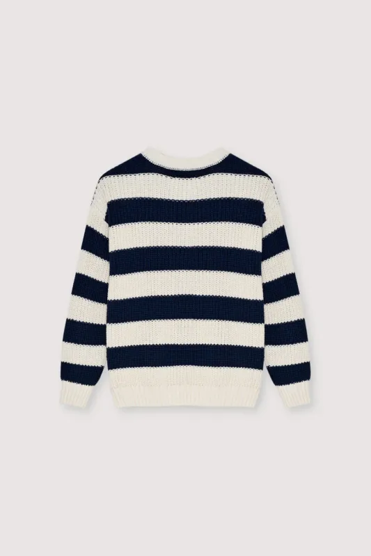 The New Society Musa Woman Jumper Summer Midnight Knit Stripes