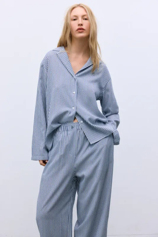 The New Society Alheli Woman Shirt Summer Midnight Stripes
