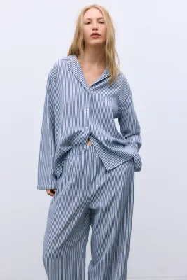 The New Society Alheli Woman Pant Summer Midnight Stripes