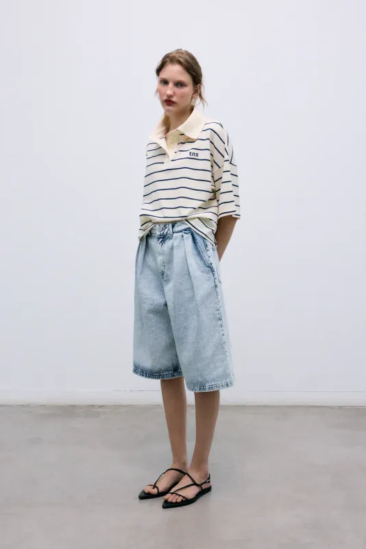 The New Society Denim Woman Bermuda Bleach Denim