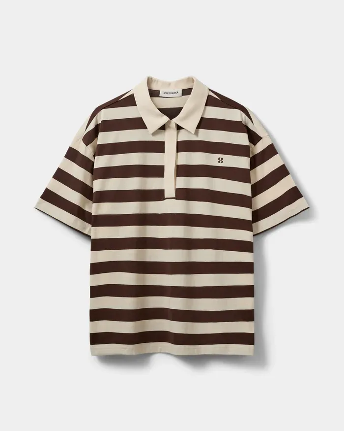 Sofie Schnoor Pilsw Oversize Striped Polo Shirt - Off White Striped