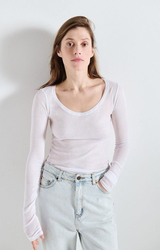 American Vintage Damen-T-Shirt Massachusetts Weiss MAS04E26