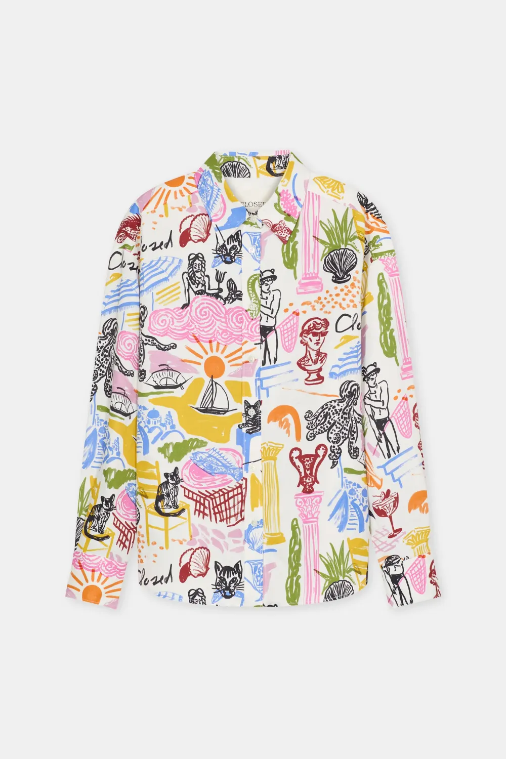 Closed Oversized Hemd aus Viskose-Leinen Multi Colour