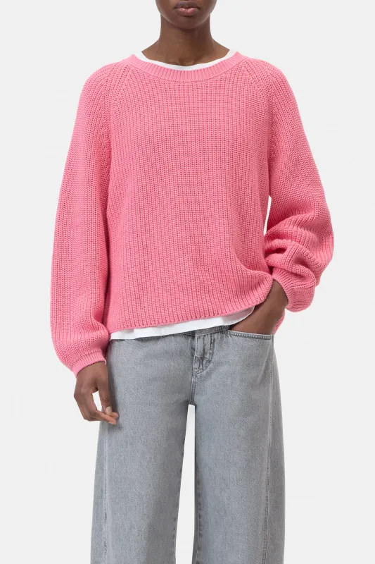 Closed Crew-Neck-Strickpullover aus Bio-Baumwolle Peony Pink