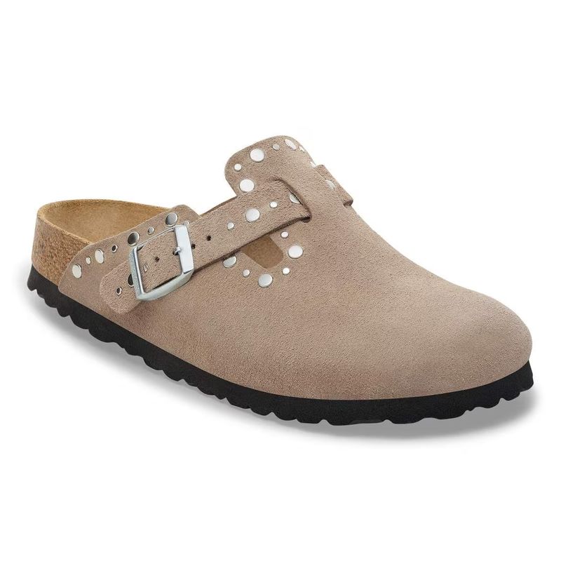 Birkenstock Boston Rivets Veloursleder Taupe